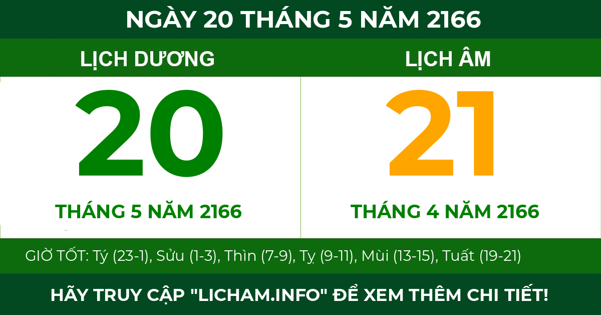 lịch âm ngày 20 tháng 5 năm 2166
