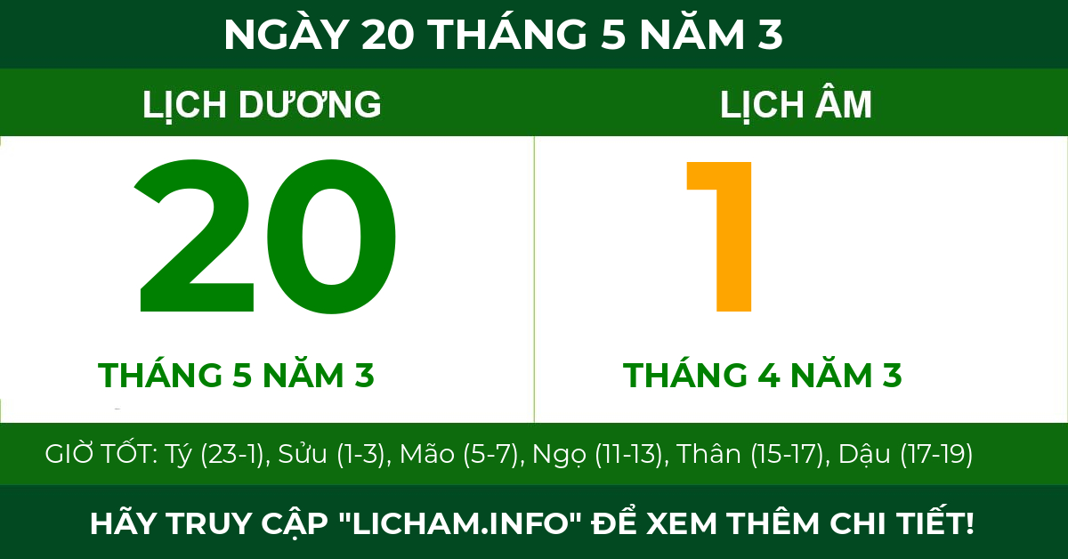 lịch âm ngày 20 tháng 5 năm 3
