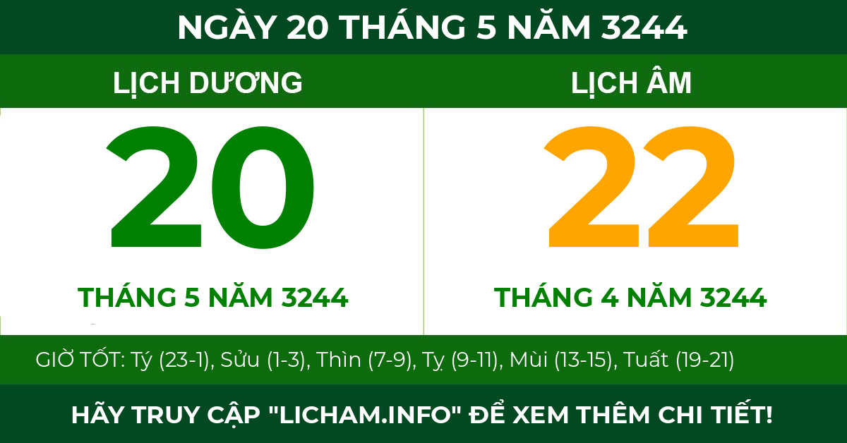 lịch âm ngày 20 tháng 5 năm 3244