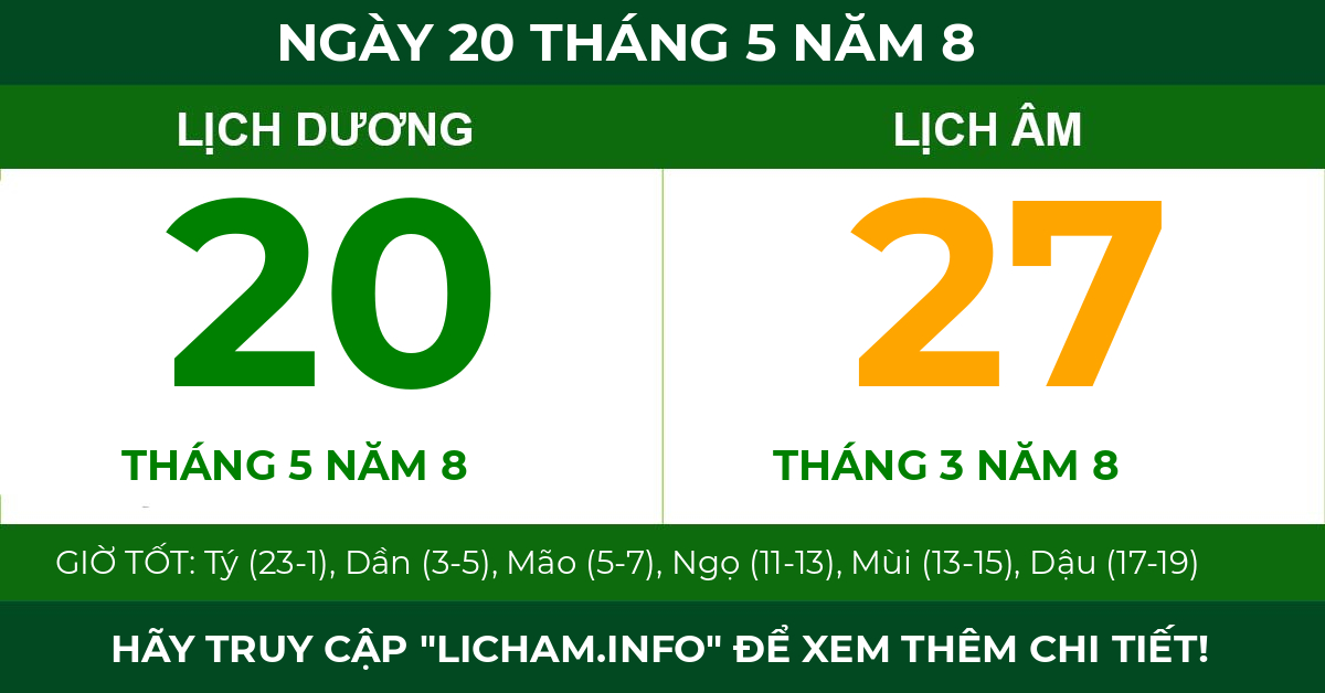lịch âm ngày 20 tháng 5 năm 8
