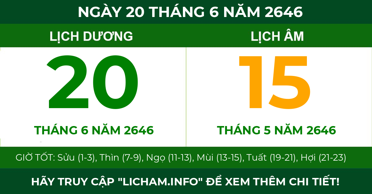 lịch âm ngày 20 tháng 6 năm 2646