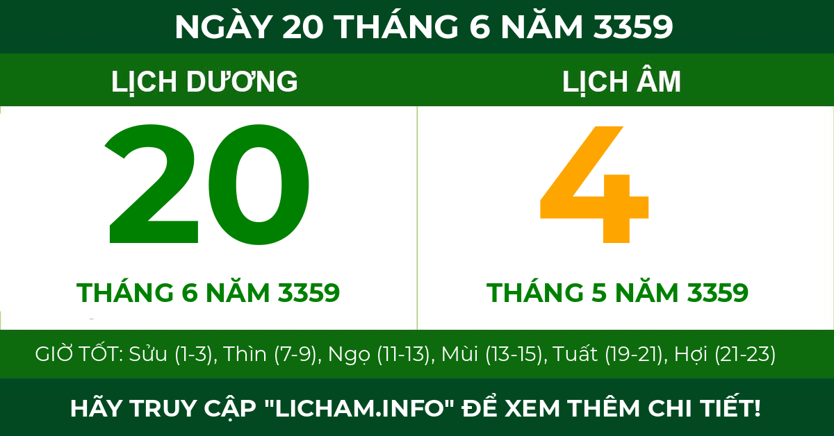 lịch âm ngày 20 tháng 6 năm 3359