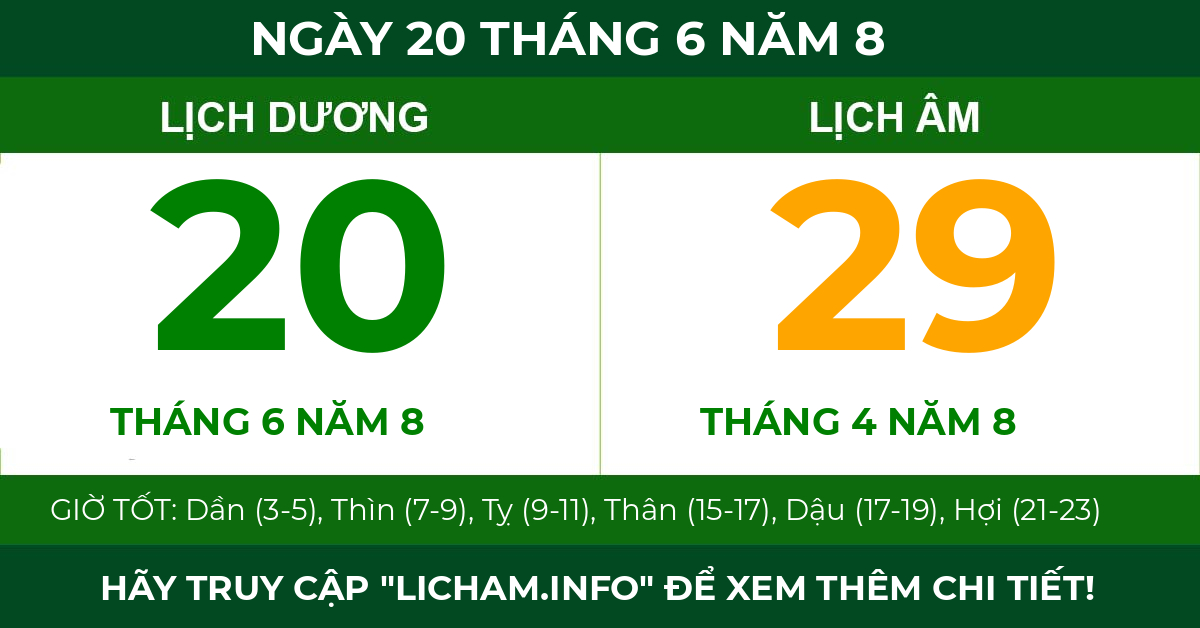 lịch âm ngày 20 tháng 6 năm 8