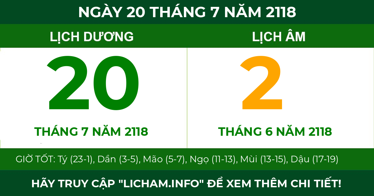 lịch âm ngày 20 tháng 7 năm 2118
