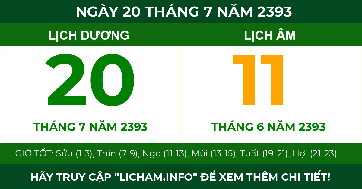 lịch âm ngày 20 tháng 7 năm 2393