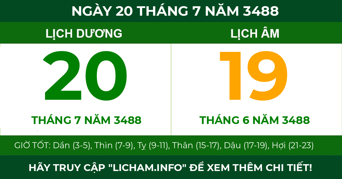 lịch âm ngày 20 tháng 7 năm 3488