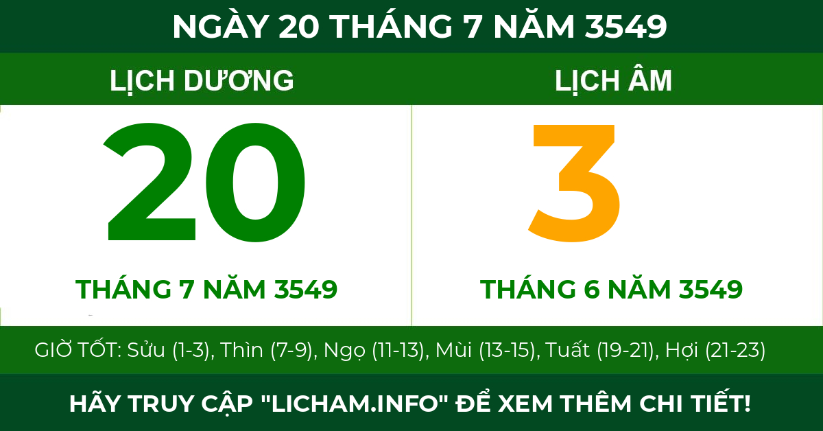 lịch âm ngày 20 tháng 7 năm 3549