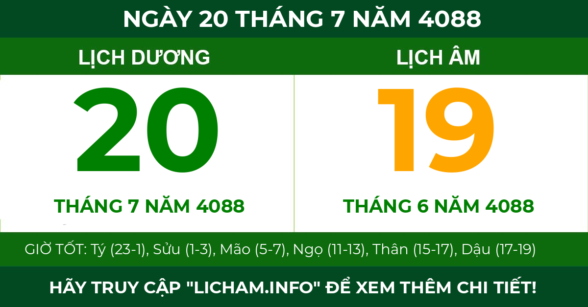 lịch âm ngày 20 tháng 7 năm 4088