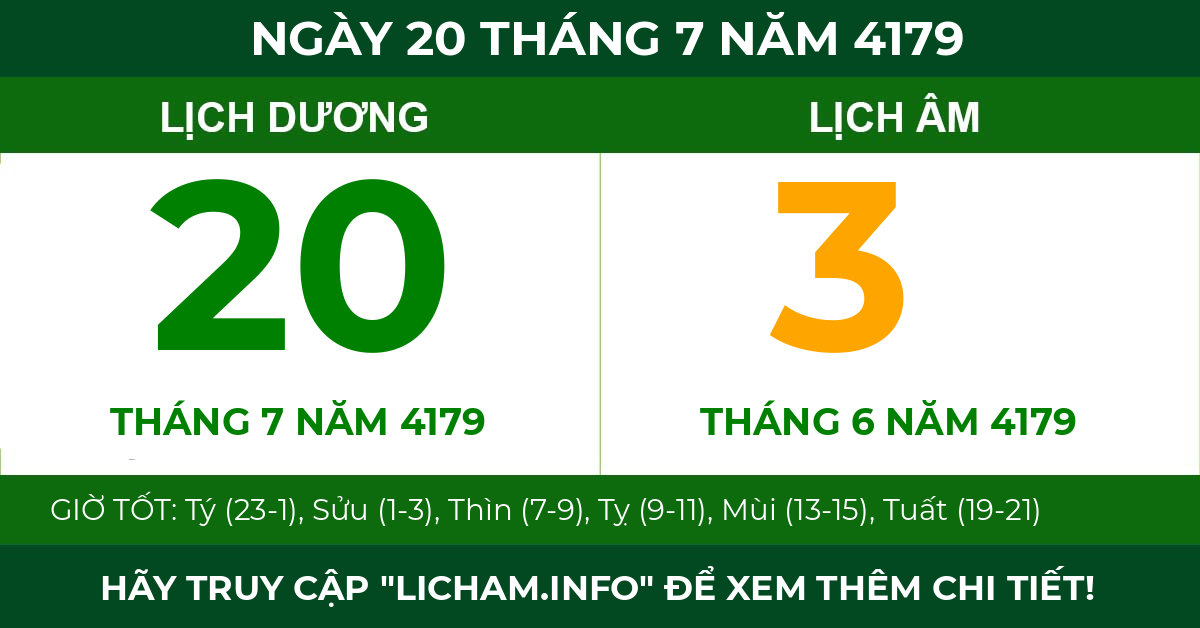 lịch âm ngày 20 tháng 7 năm 4179