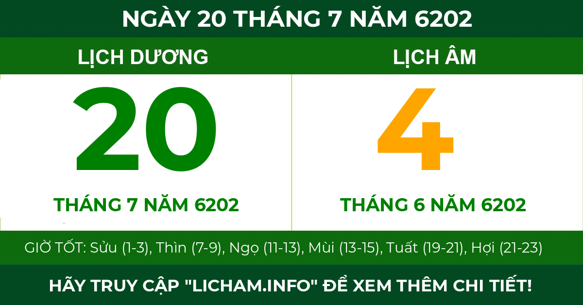 lịch âm ngày 20 tháng 7 năm 6202