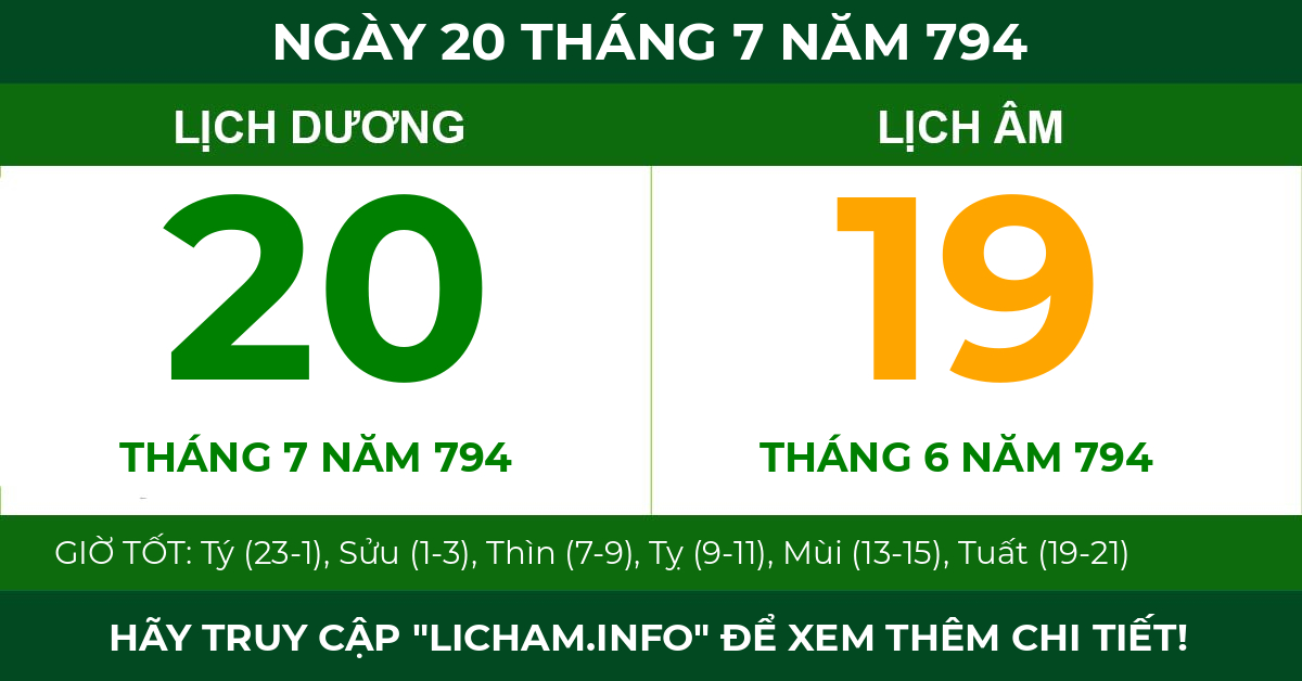 lịch âm ngày 20 tháng 7 năm 794