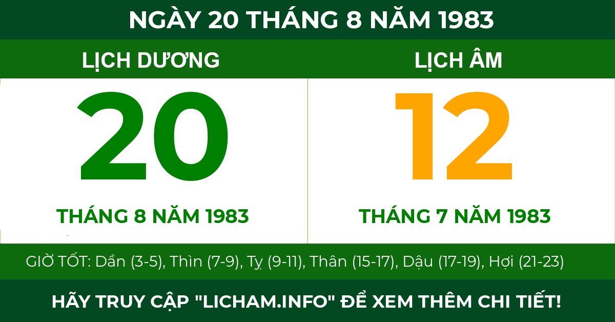lịch âm ngày 20 tháng 8 năm 1983