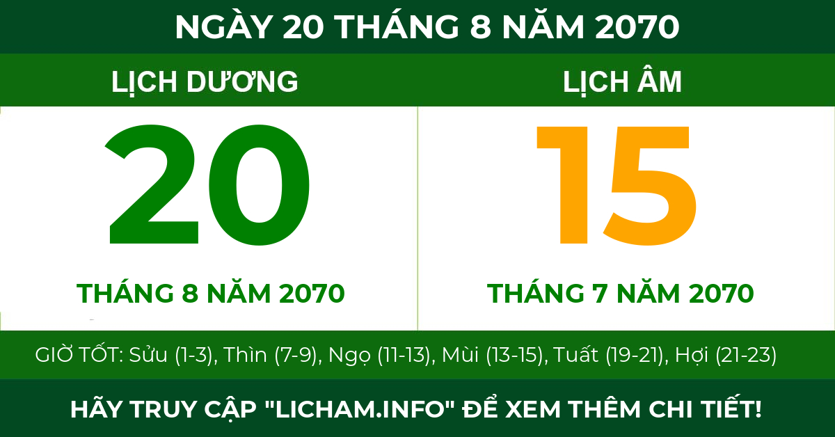 lịch âm ngày 20 tháng 8 năm 2070