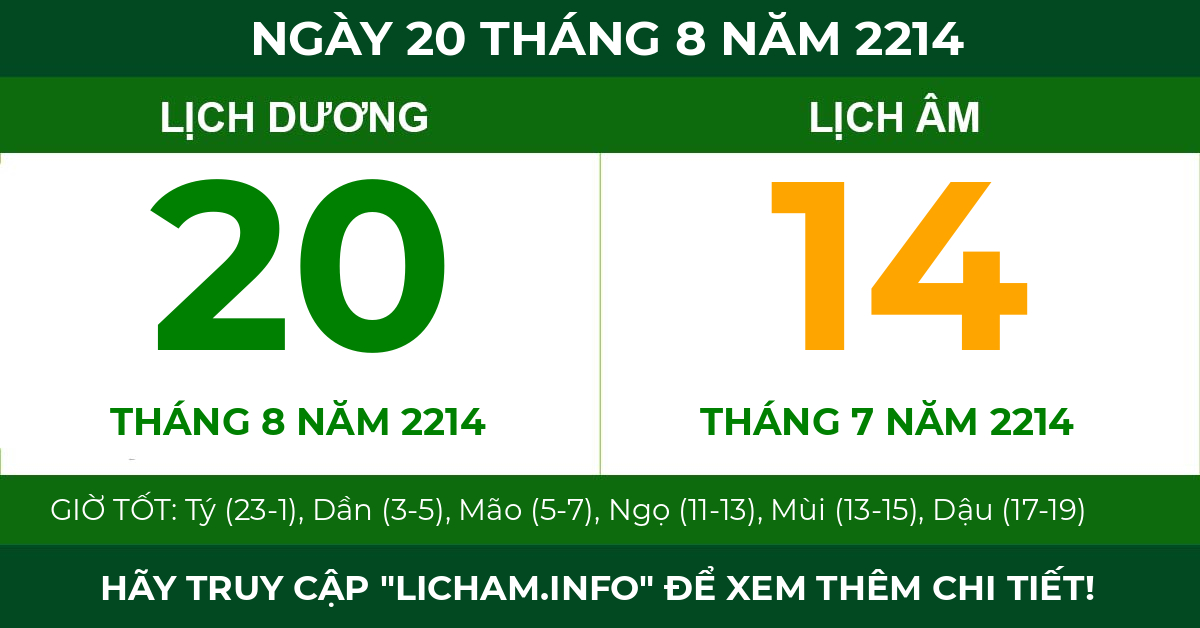 lịch âm ngày 20 tháng 8 năm 2214