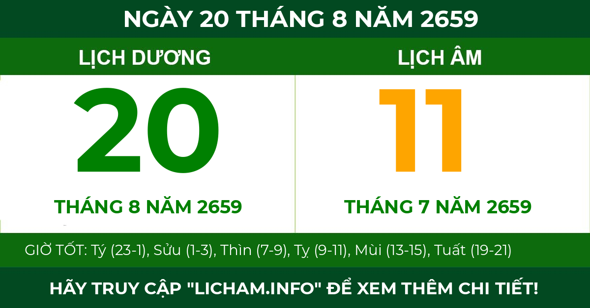 lịch âm ngày 20 tháng 8 năm 2659