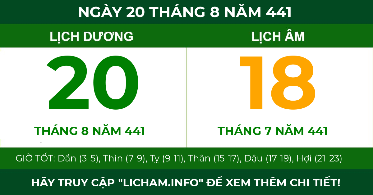 lịch âm ngày 20 tháng 8 năm 441