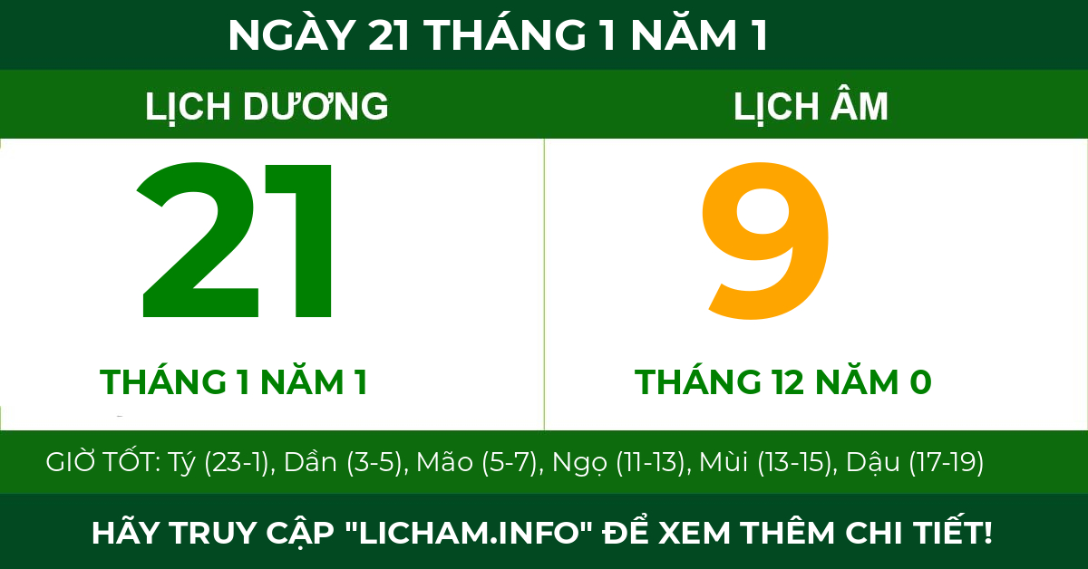 lịch âm ngày 21 tháng 1 năm 1