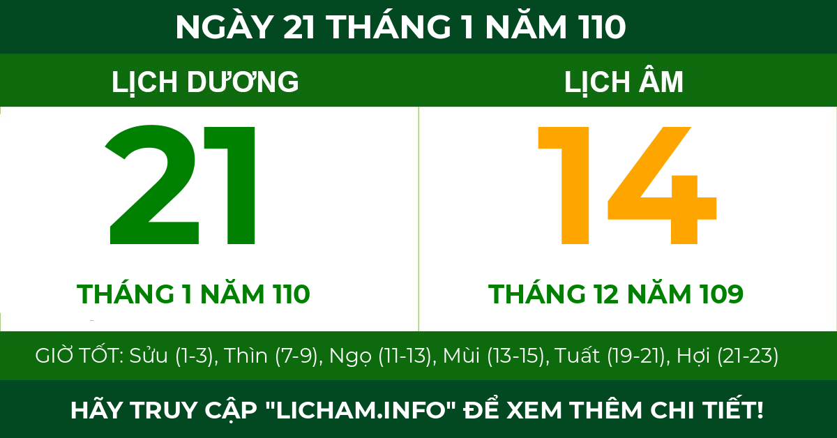 lịch âm ngày 21 tháng 1 năm 110