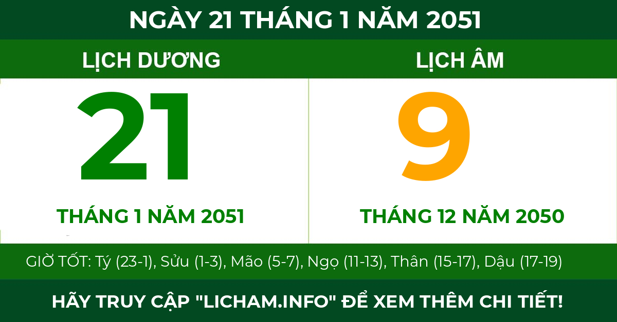 lịch âm ngày 21 tháng 1 năm 2051