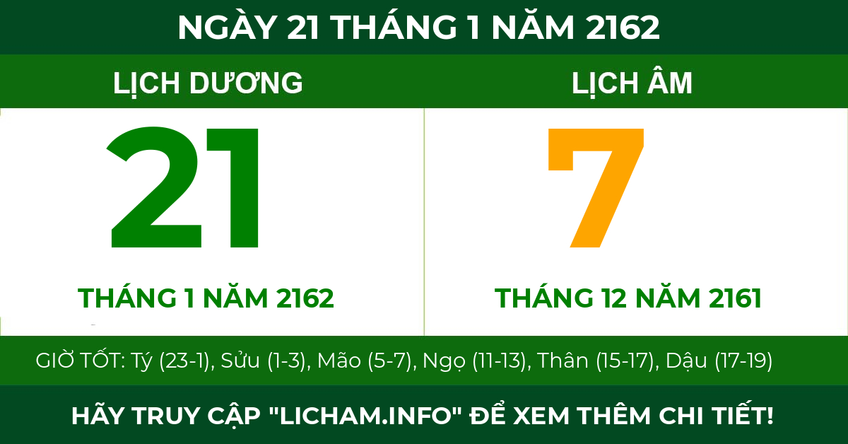lịch âm ngày 21 tháng 1 năm 2162