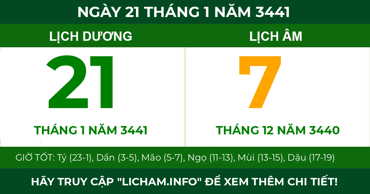 lịch âm ngày 21 tháng 1 năm 3441