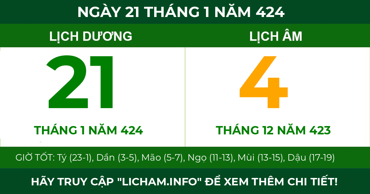 lịch âm ngày 21 tháng 1 năm 424