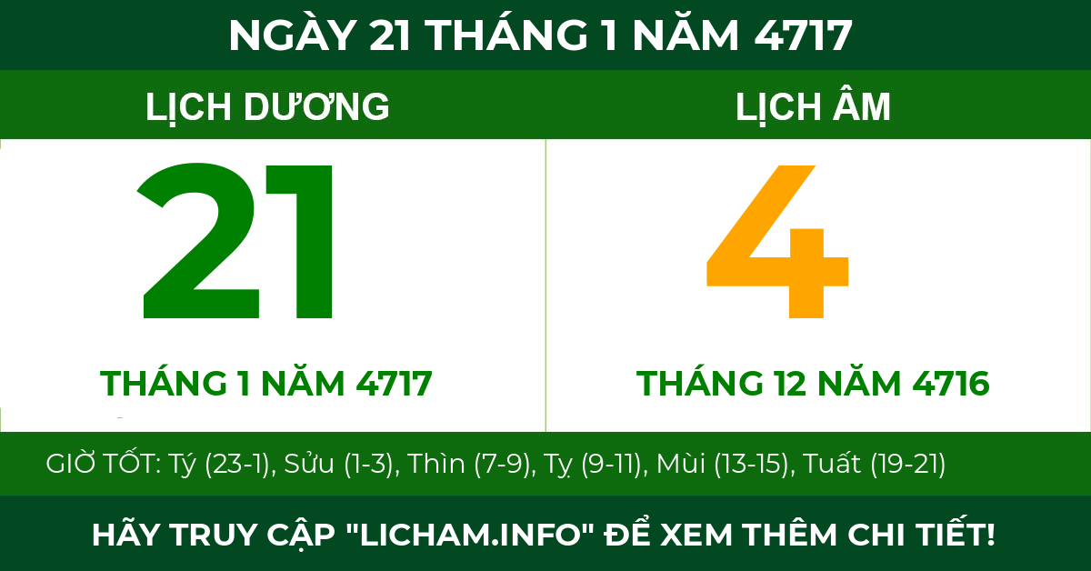 lịch âm ngày 21 tháng 1 năm 4717