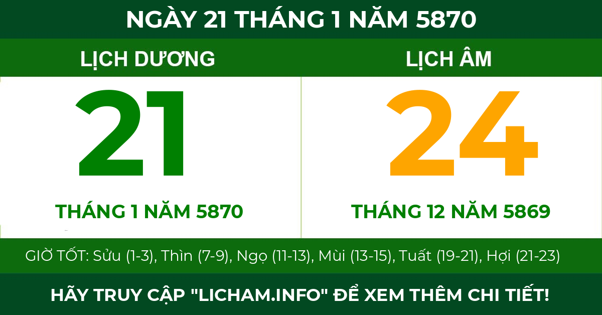 lịch âm ngày 21 tháng 1 năm 5870