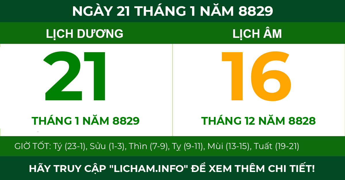 lịch âm ngày 21 tháng 1 năm 8829