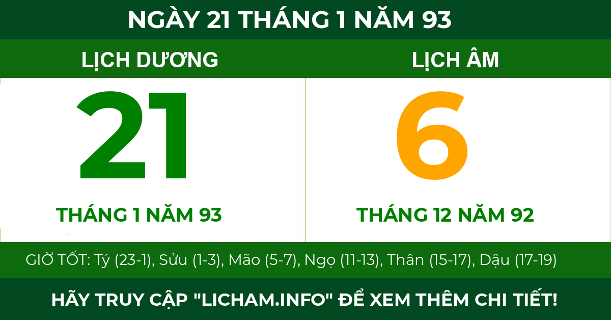 lịch âm ngày 21 tháng 1 năm 93