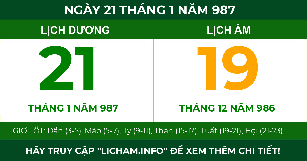 lịch âm ngày 21 tháng 1 năm 987