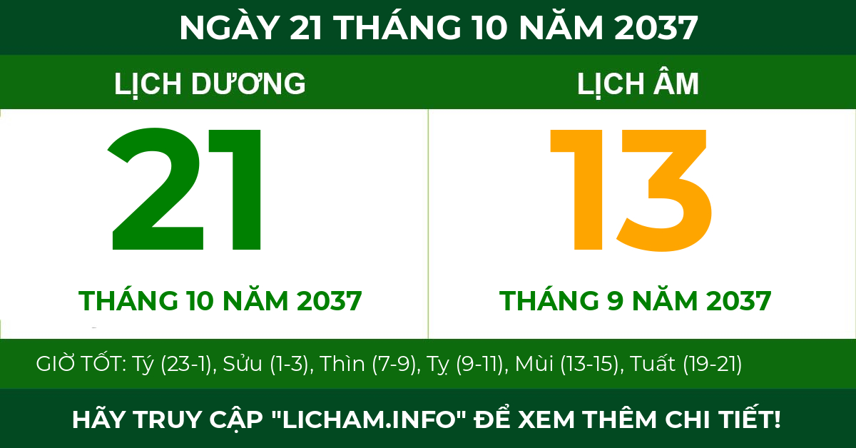 lịch âm ngày 21 tháng 10 năm 2037