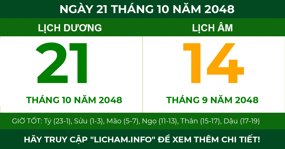 lịch âm ngày 21 tháng 10 năm 2048