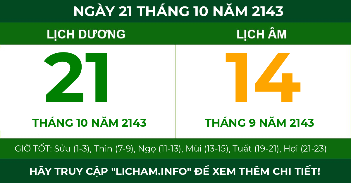 lịch âm ngày 21 tháng 10 năm 2143