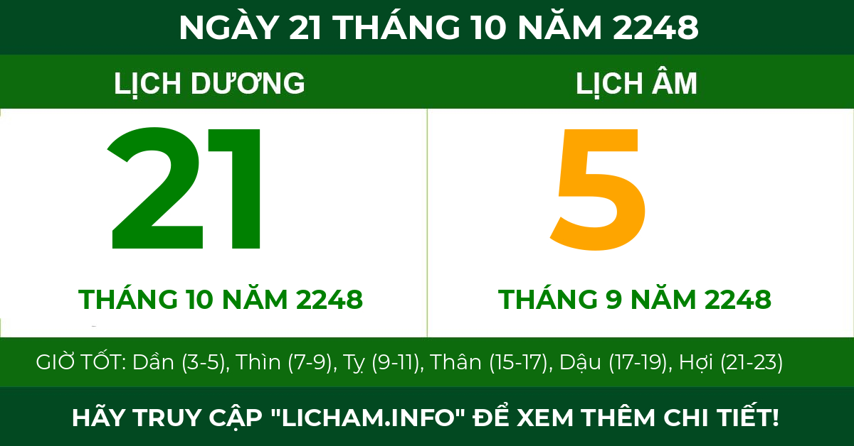 lịch âm ngày 21 tháng 10 năm 2248