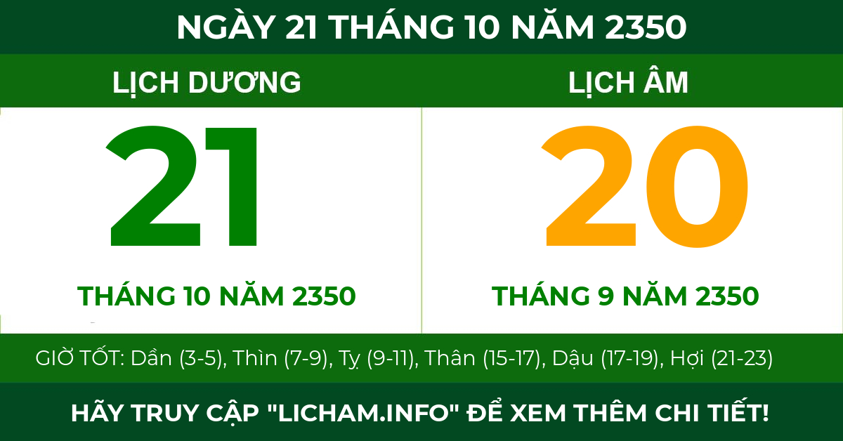 lịch âm ngày 21 tháng 10 năm 2350