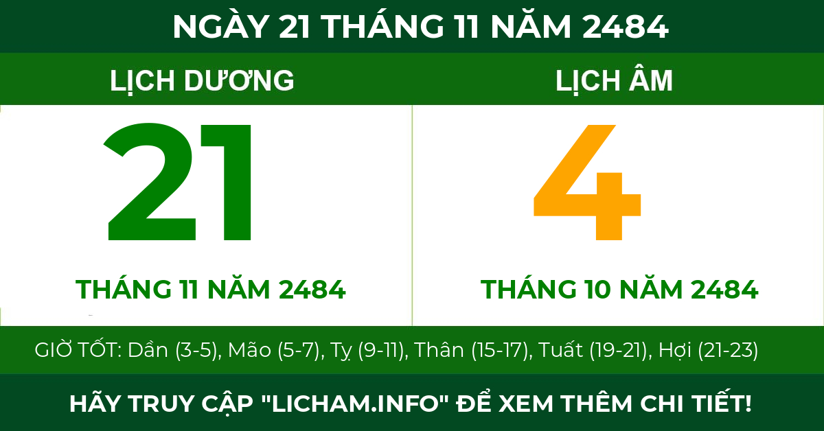 lịch âm ngày 21 tháng 11 năm 2484