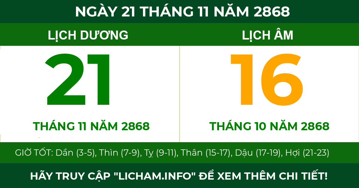 lịch âm ngày 21 tháng 11 năm 2868