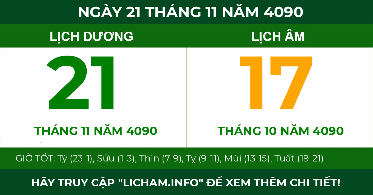 lịch âm ngày 21 tháng 11 năm 4090