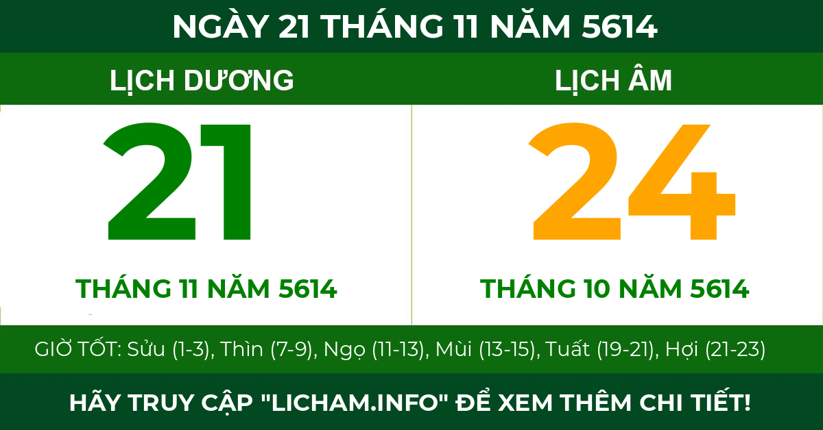 lịch âm ngày 21 tháng 11 năm 5614