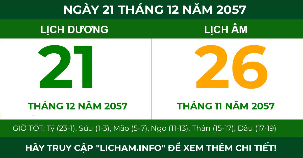lịch âm ngày 21 tháng 12 năm 2057