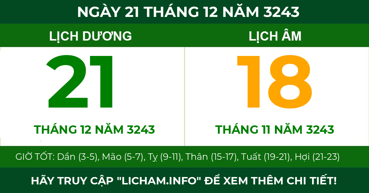 lịch âm ngày 21 tháng 12 năm 3243