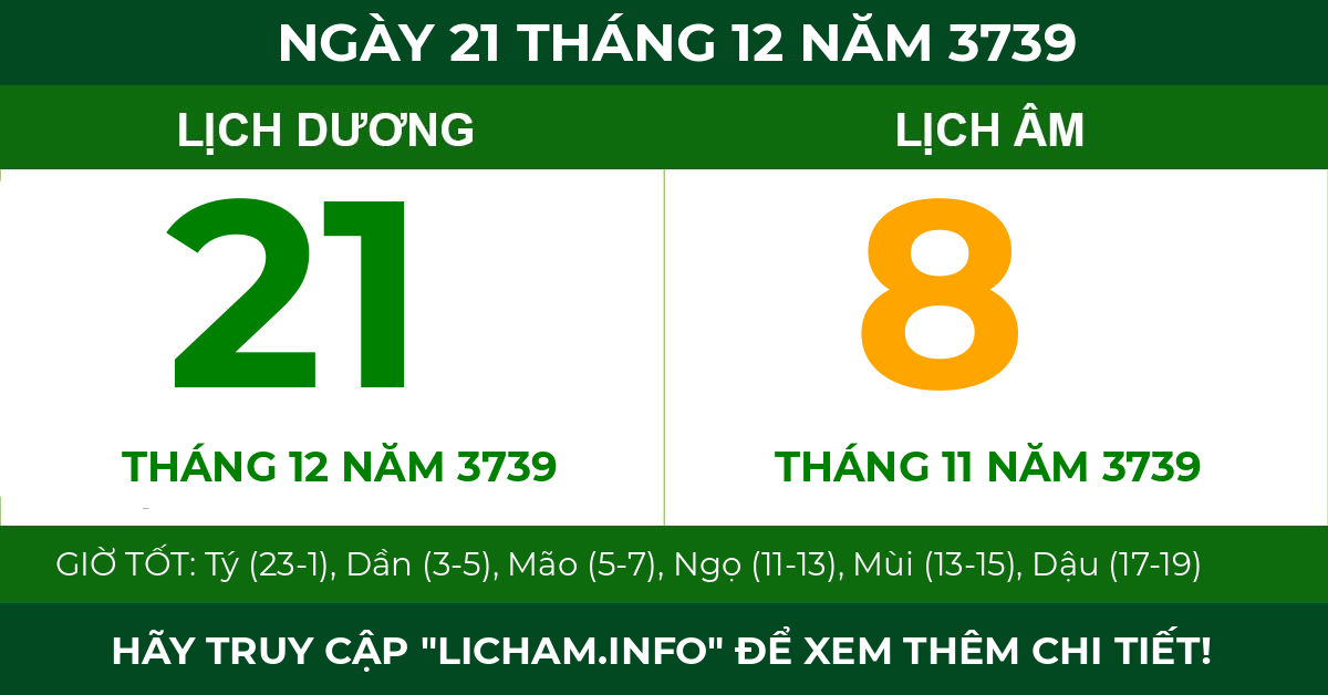 lịch âm ngày 21 tháng 12 năm 3739