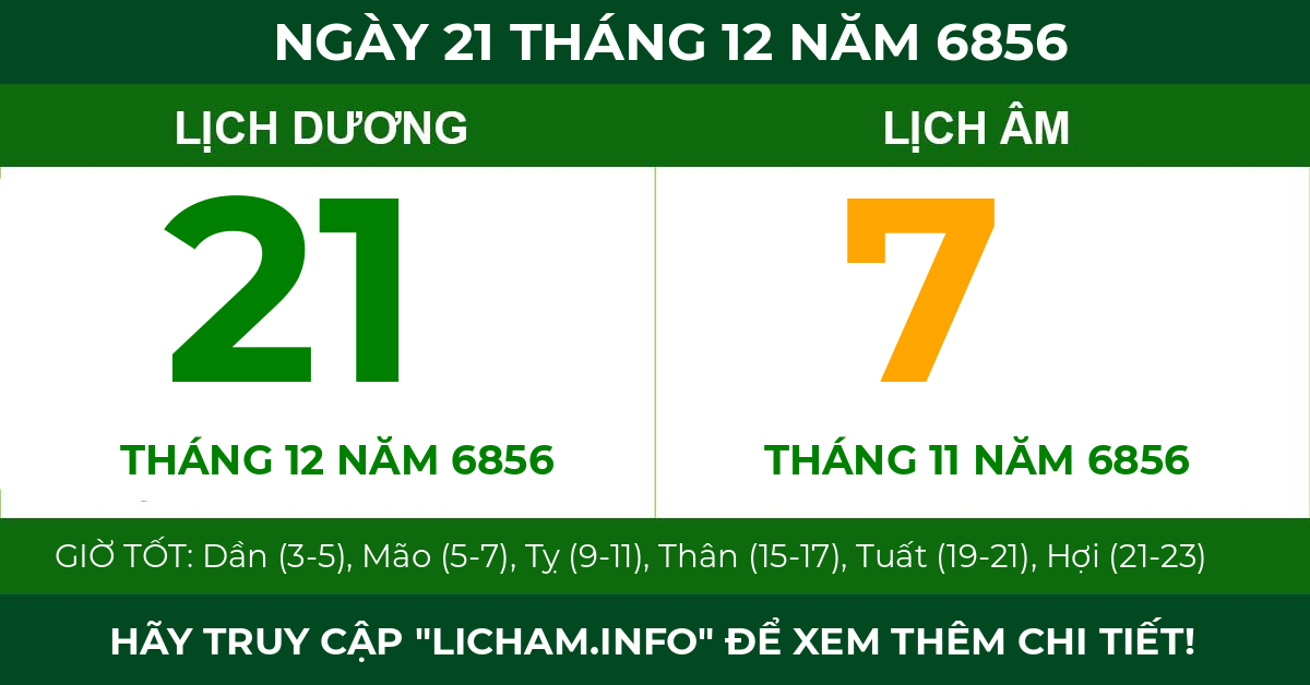 lịch âm ngày 21 tháng 12 năm 6856