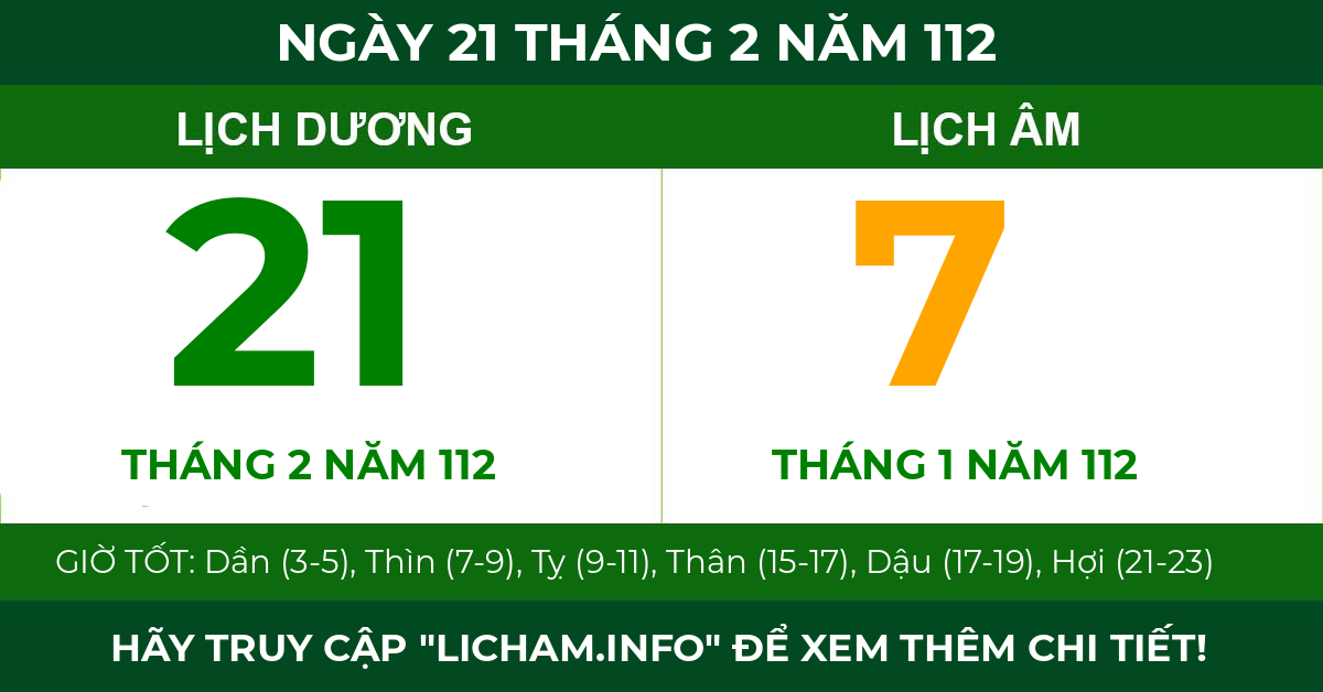 lịch âm ngày 21 tháng 2 năm 112