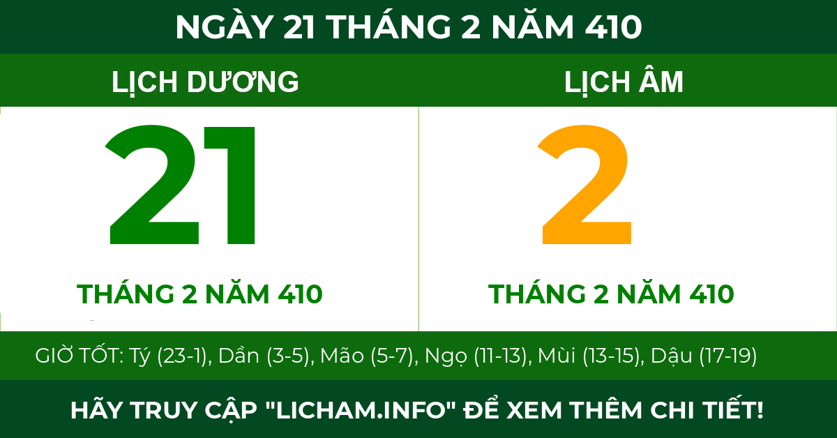lịch âm ngày 21 tháng 2 năm 410