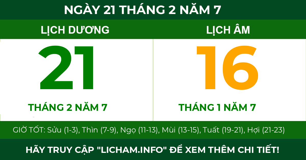 lịch âm ngày 21 tháng 2 năm 7