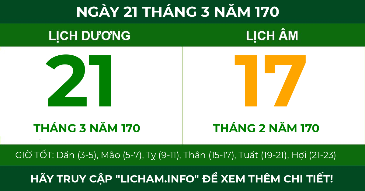 lịch âm ngày 21 tháng 3 năm 170