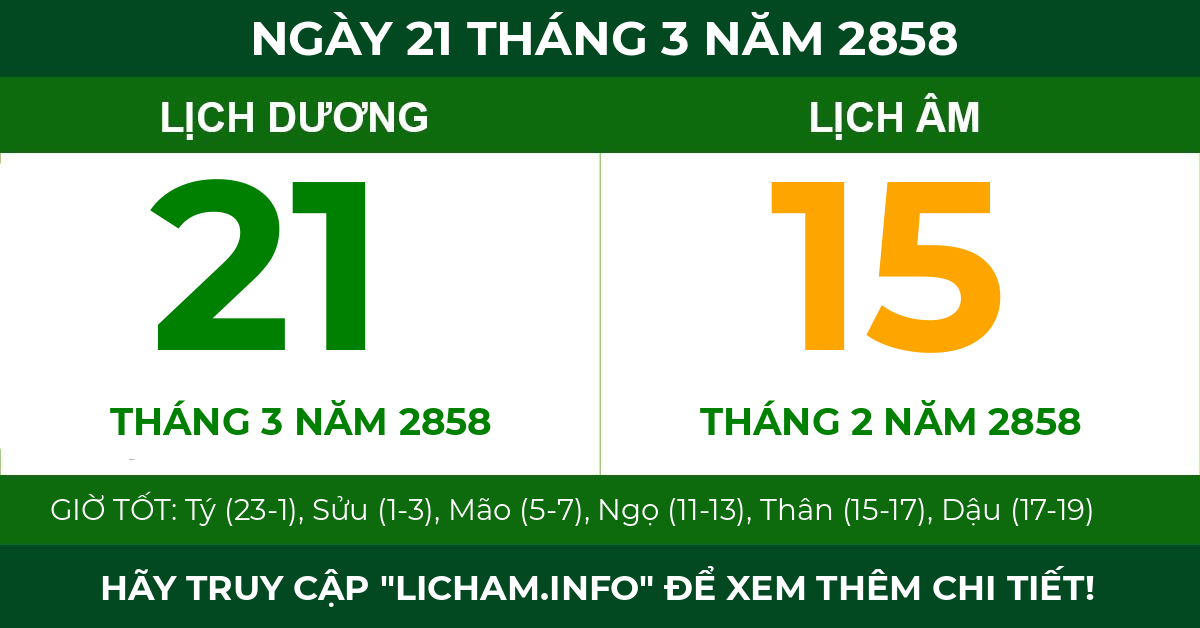 lịch âm ngày 21 tháng 3 năm 2858