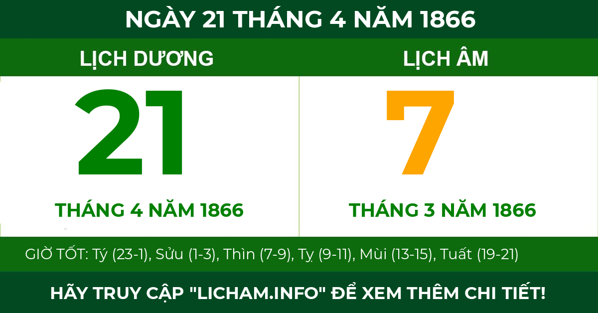 lịch âm ngày 21 tháng 4 năm 1866